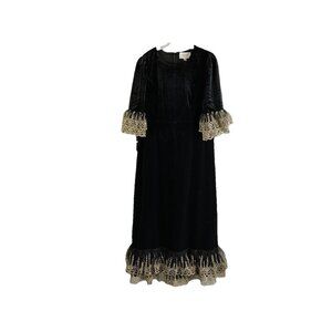 New Pompander Place Tuckernuck Lillith Black Velour Dress Gown Womens XL